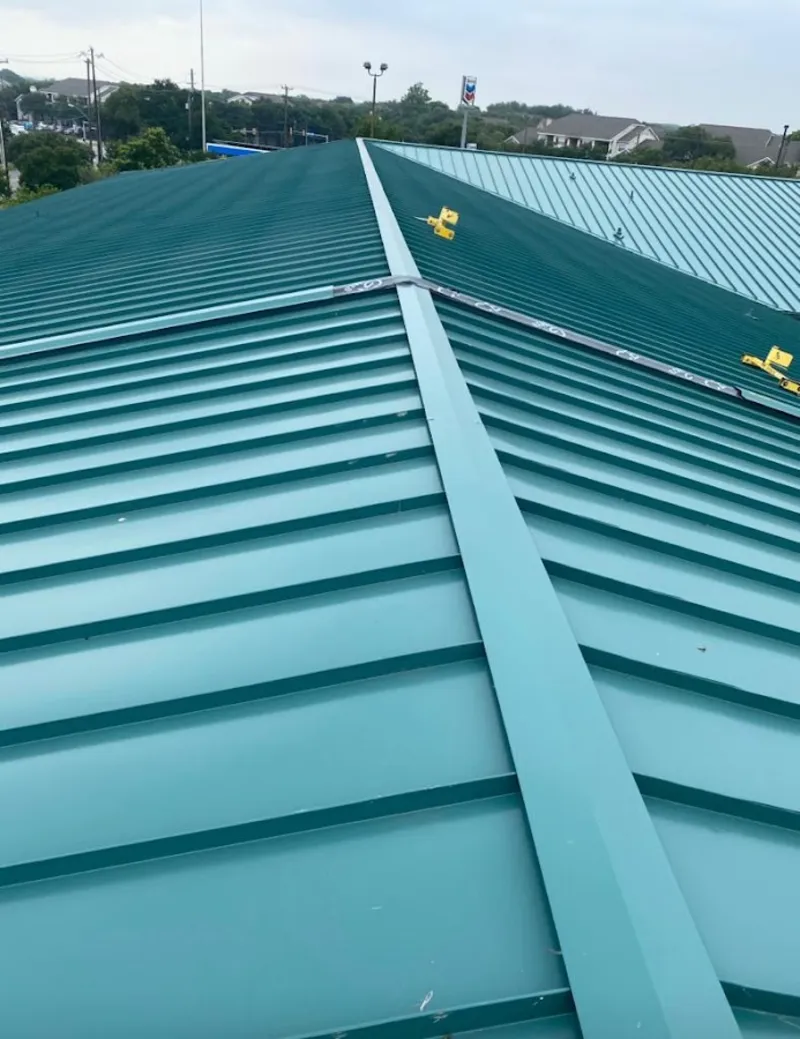 Green commercial metal roof ridge and valley for Metal Roof Repair in Bay Minette